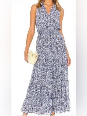 1. State Blue and White Floral V-Neck Maxi Dress